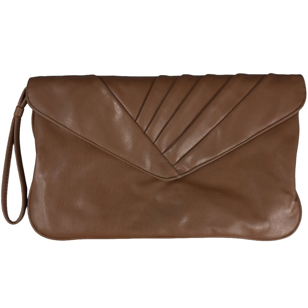 Vintage 1980s Almondo Originals Faux Leather Clutch Brown Envelope Bag